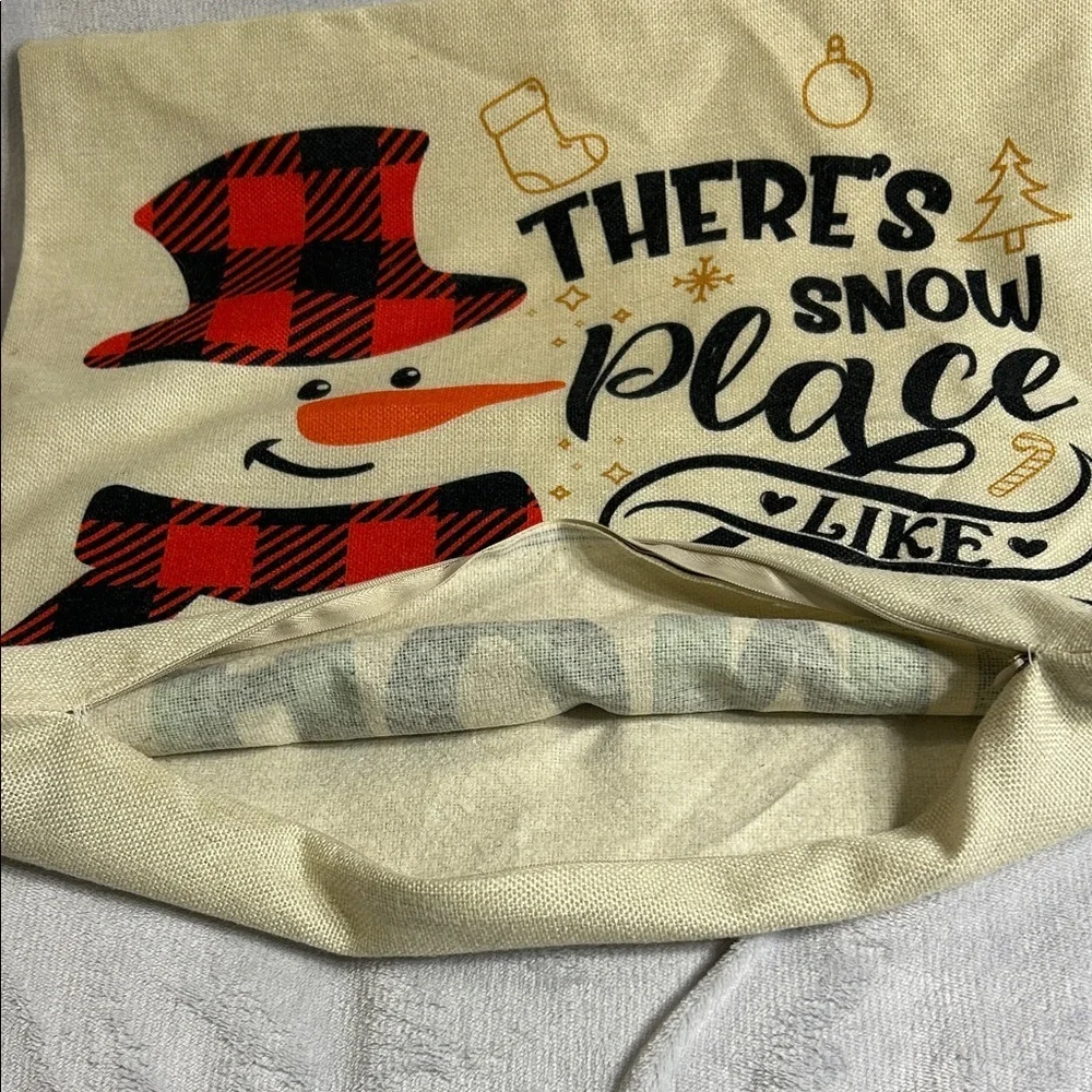 Festive Snowman Holiday Pillow Cover - Red, Green, Black